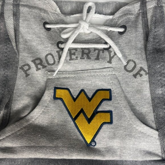 West Virginia University Hoodie Tote Bag Purse Gray Yellow Snap Closure - Picture 3 of 8